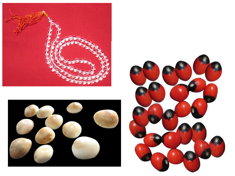 Sphatik Mala with Gomti Chakra and lal gunja